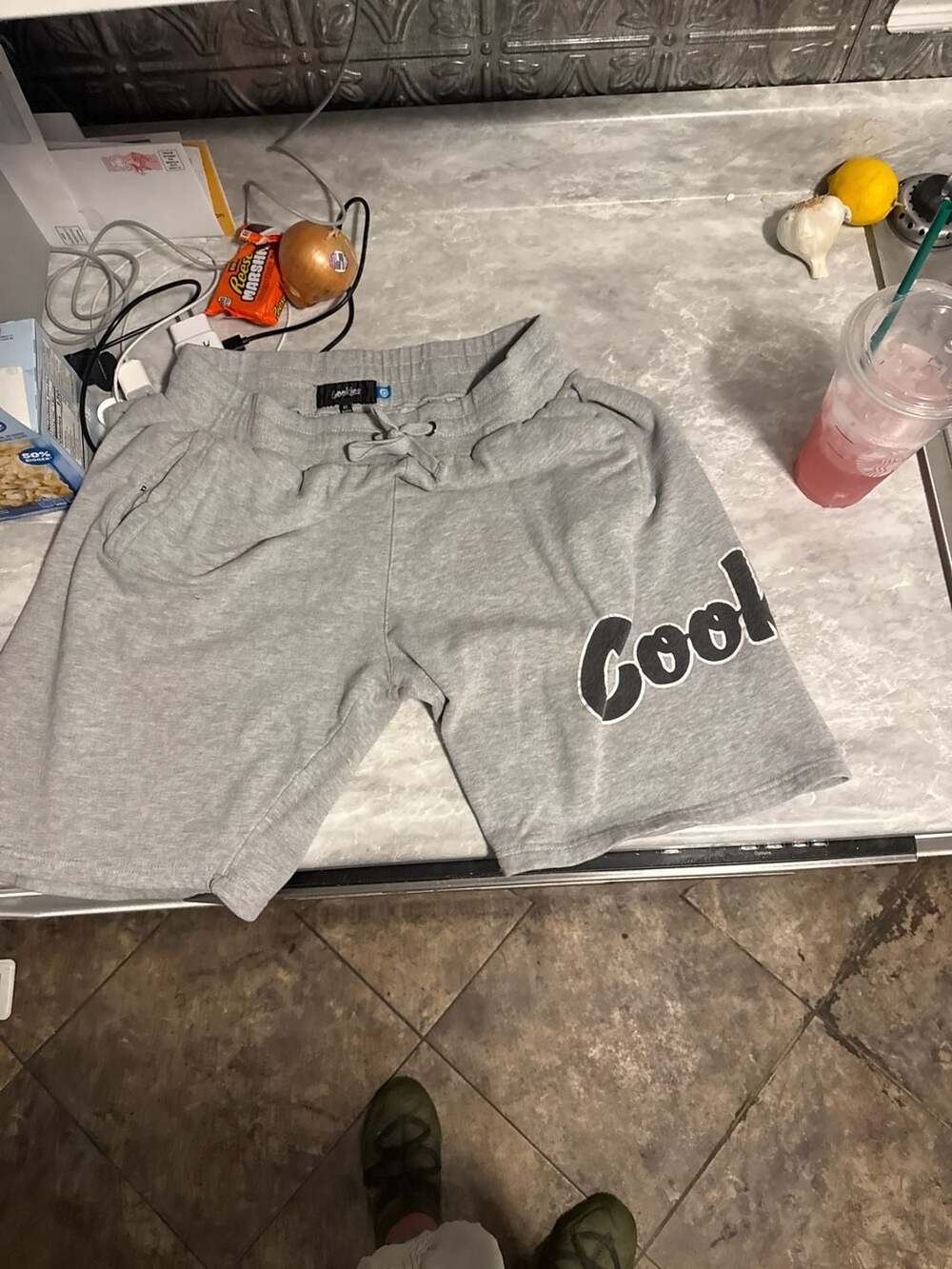 Cookies Logo Fleece Sweat Shorts Grey XL